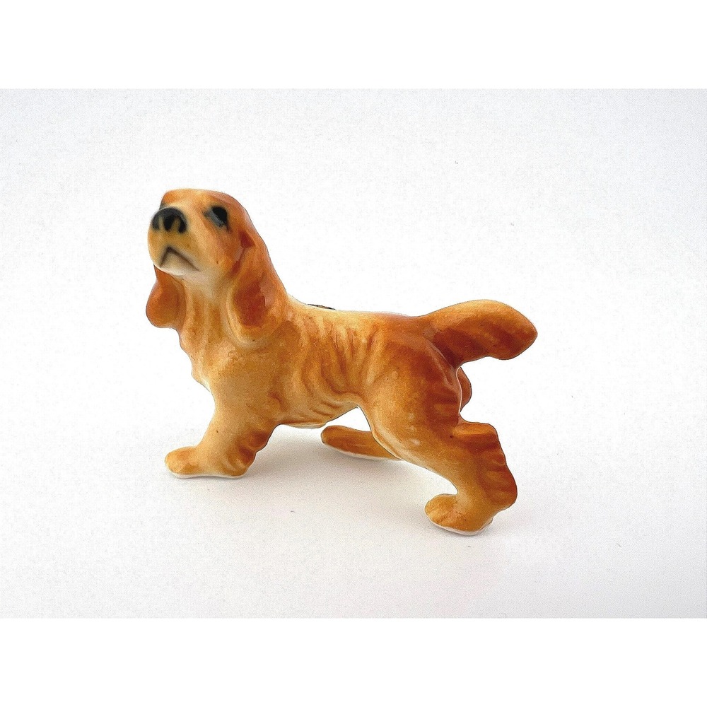 Bug House Japan Miniature Cocker Spaniel Dog Figurine Vintage Ceramic 2"